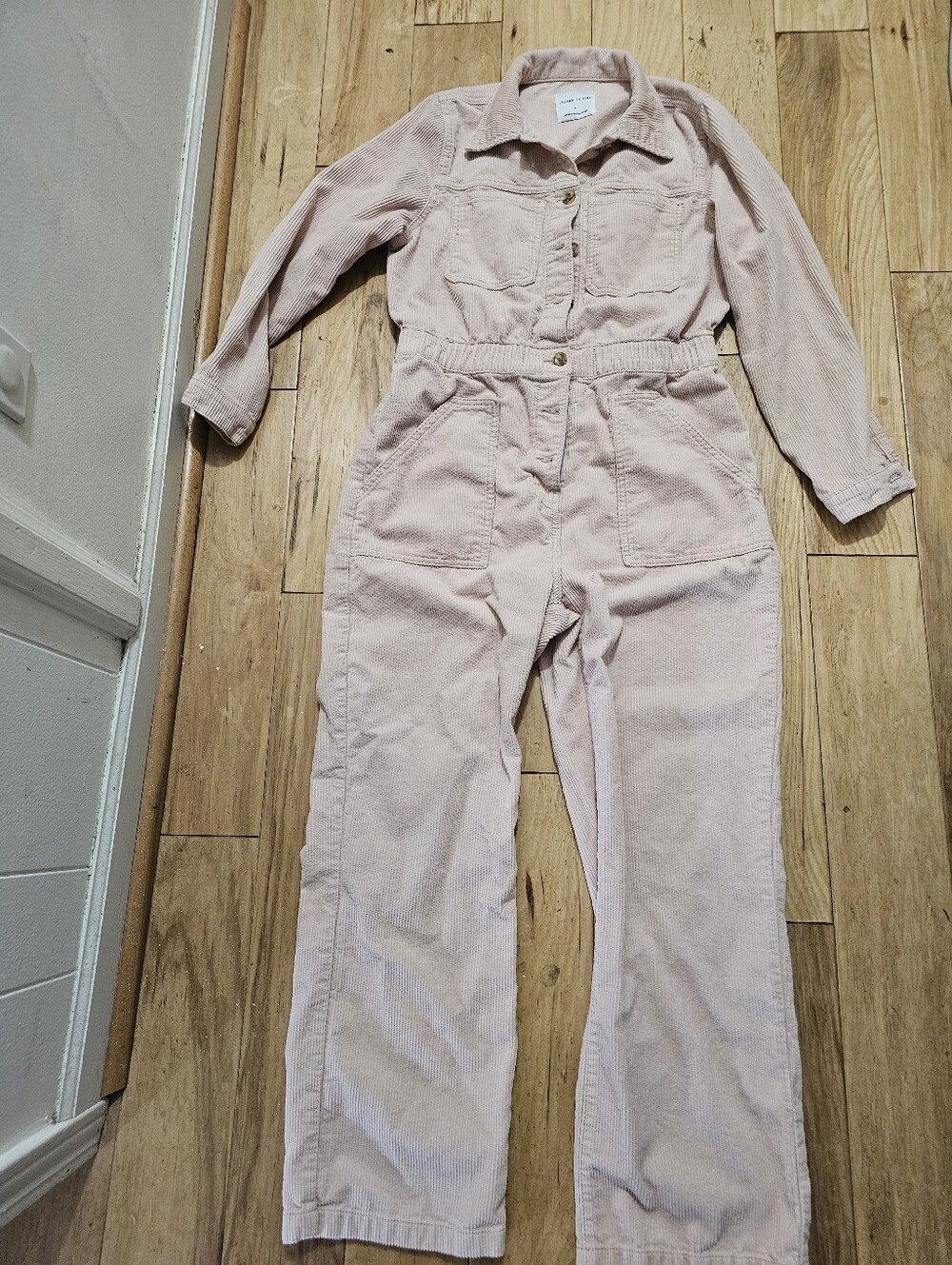 Celebrity Pink Corduroy Utility Jumpsuit in Light Pink